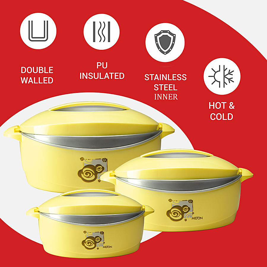 Milton Trump Junior Gift Set Casserole For Roti/Chapati - Yellow With Grey