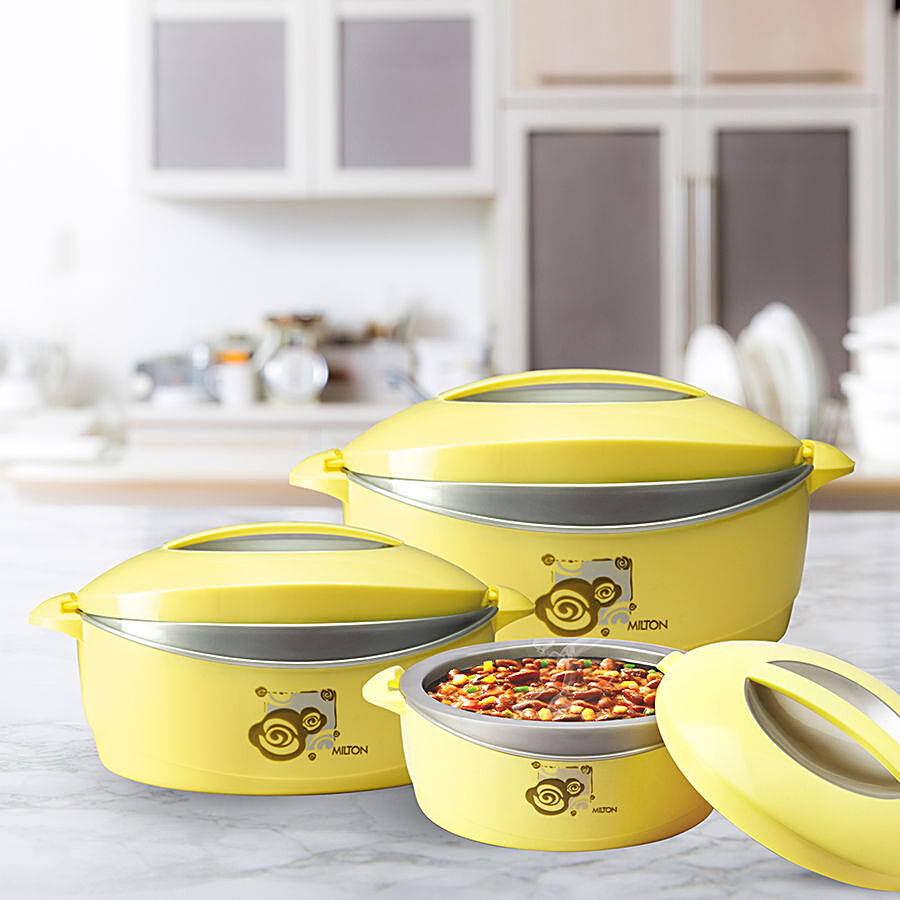 Milton Trump Junior Gift Set Casserole For Roti/Chapati - Yellow With Grey