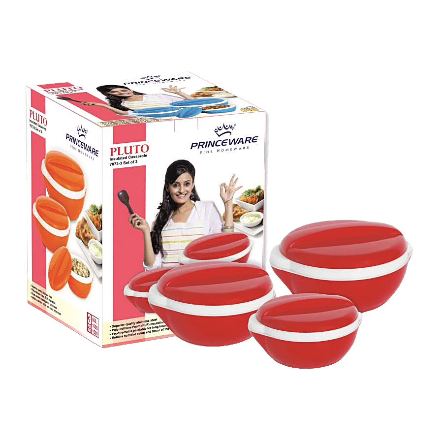 Princeware Pluto Casserole For Roti/Chapati With Plastic Lid - Red Colour