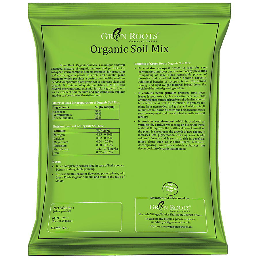 Green Roots Organic Soil Mix - With Cocopeat