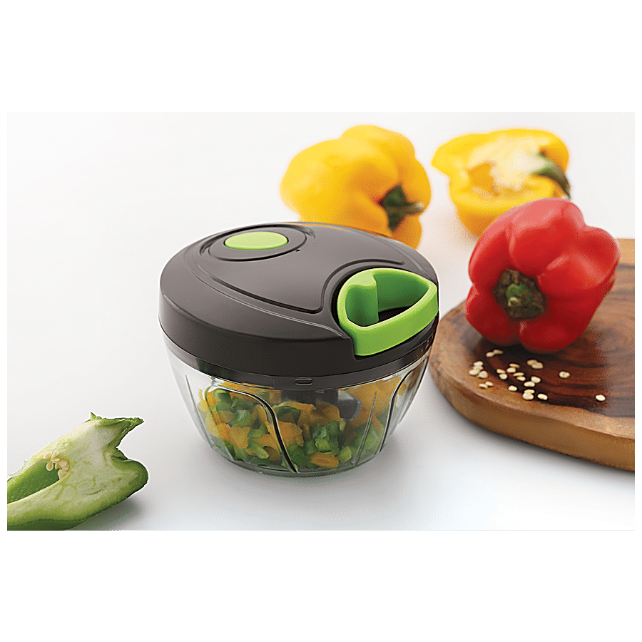 Anjali Vegetable/Fruit Easy Mini Chopper with Lassi Blade - Green & Grey