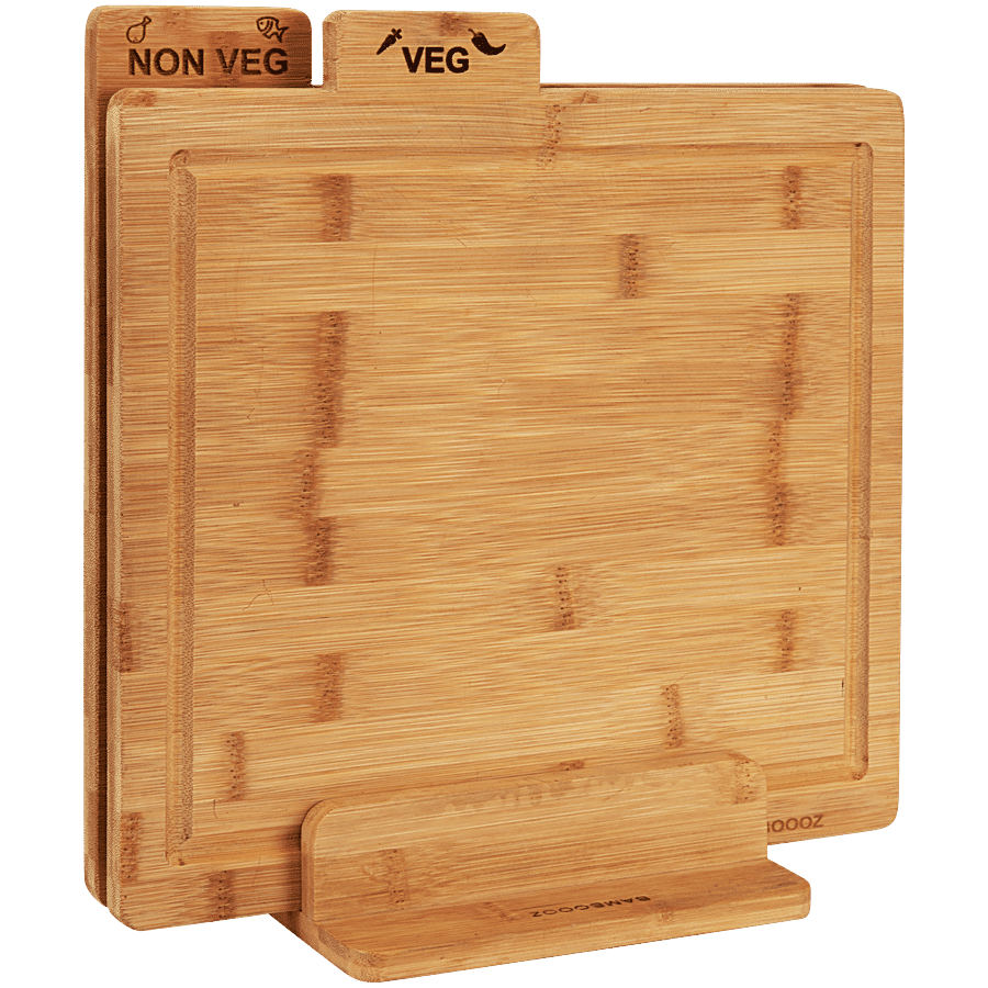 Bamboooz Premium Twin Chopping Board - With Stand