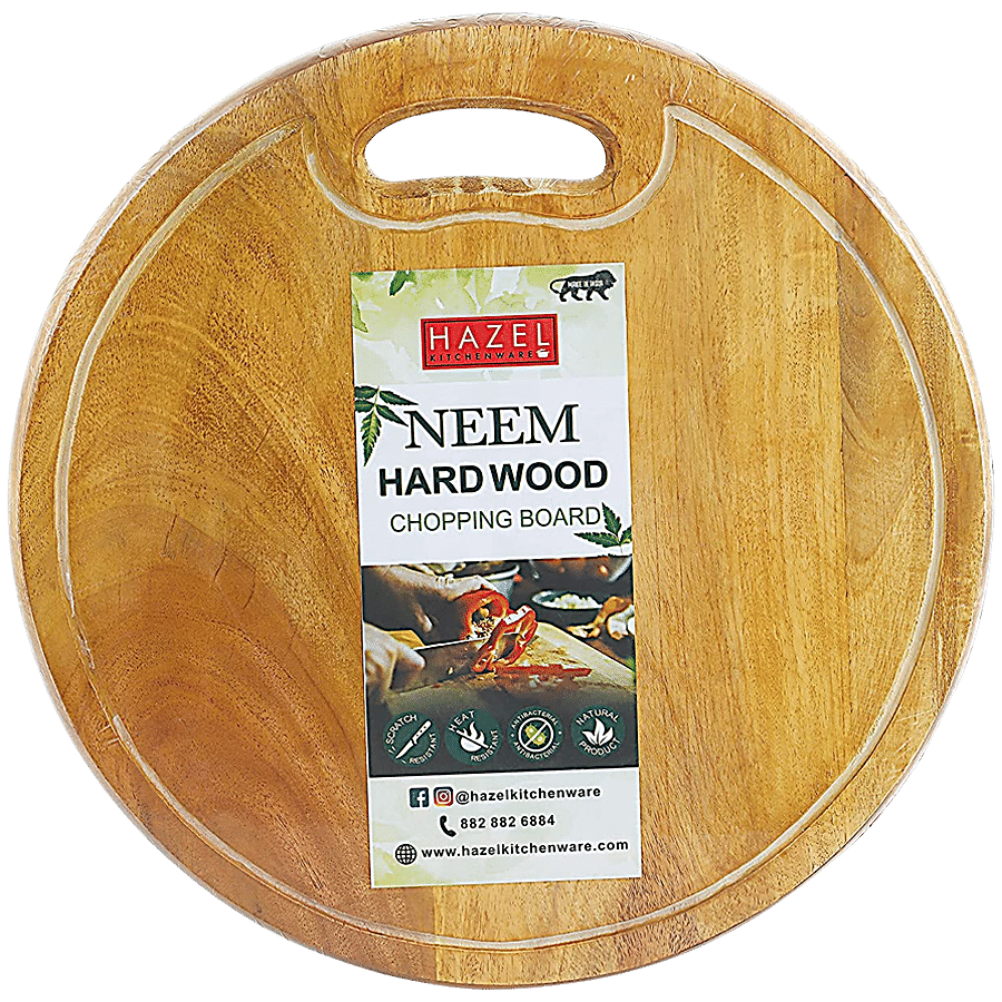 HAZEL Neem Wood Round Vegetable Chopping Board - 33 cm Diameter