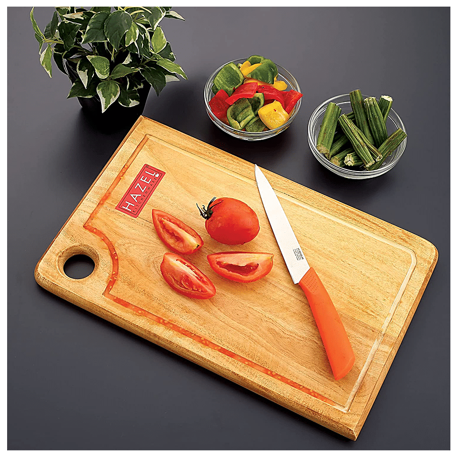 HAZEL Neem Wooden Vegetable Rectangle Shape Chopping Board - 23 X 36 cm