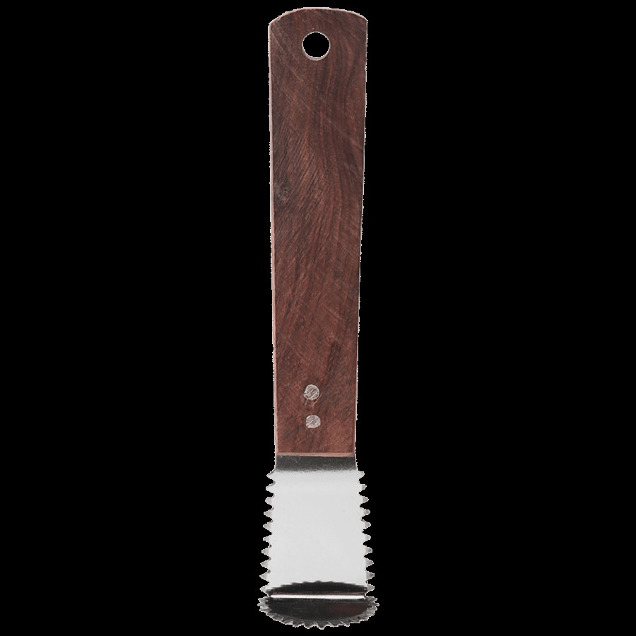 Omega Coconut Scraper - Sharp Blades with Wooden Handle