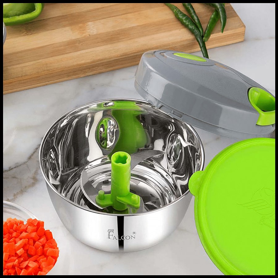 PddFalcon Stainless Steel Vegetable/Fruit Chopper Bowl - With Lid