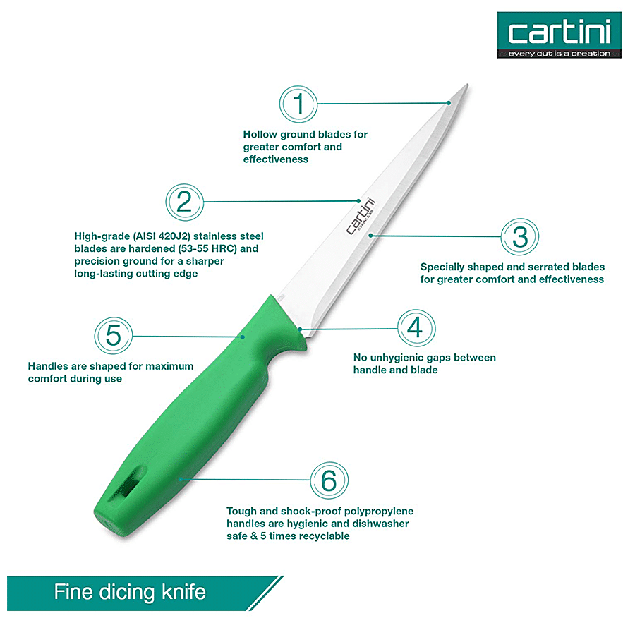 Cartini by Godrej Stainless Steel Fine Dicing Knife With Green Handle