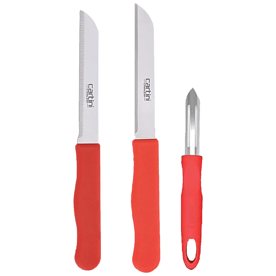 Cartini by Godrej Ultra-Edge Knives & Peeler Set - High Quality Stainless Steel With Polypropylene Handles