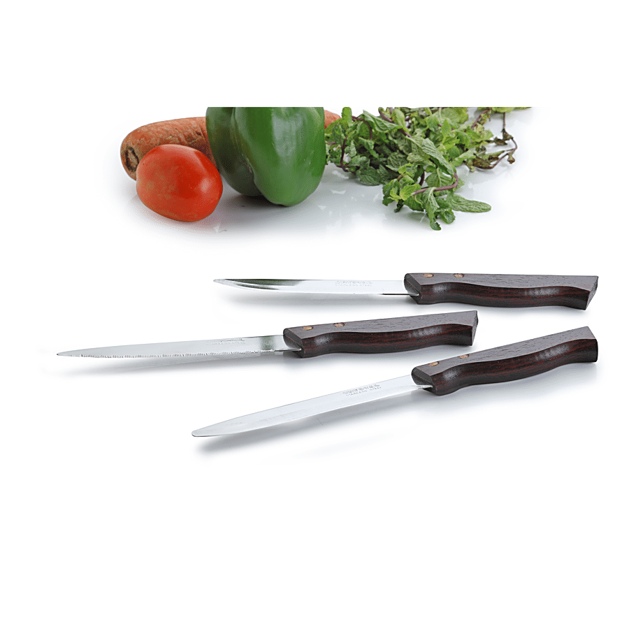 Crystal Knife Set With Rosewood Handle