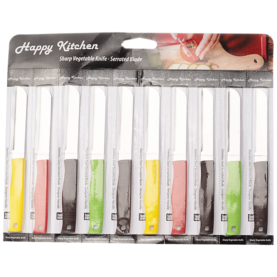 Happy Kitchen Stainless Steel Sharp Vegetable Knife - With Serrated Blades