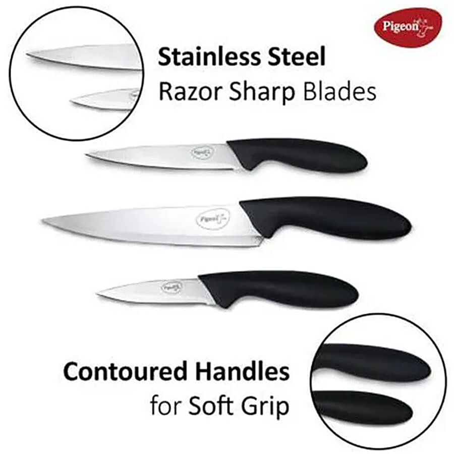 Pigeon by Stovekraft Stainless Steel Kitchen Knife Set - Sturdy