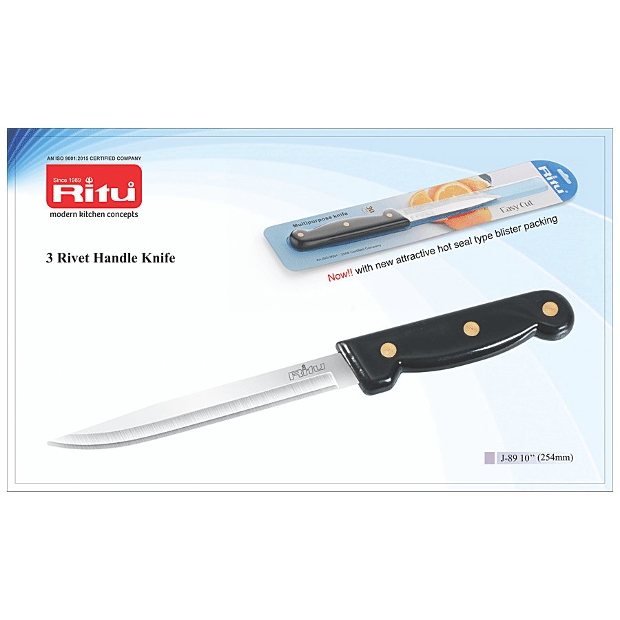 Ritu 3 Rivet Handle Pointed Knife - 10"