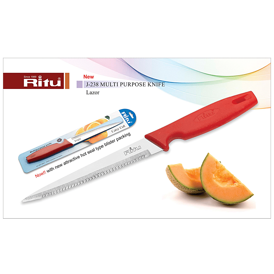 Ritu Stainless Steel Multipurpose Segregated Knife - Red