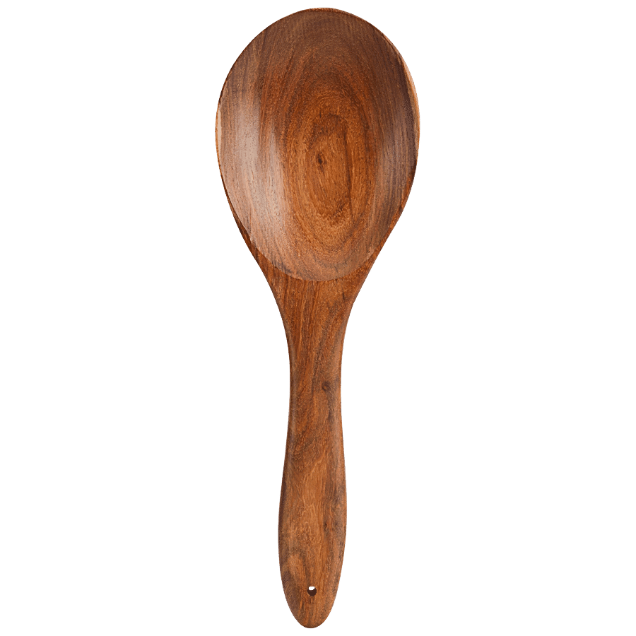 Bamboooz Wooden Rice & Vegetable Spoon - With Round & Sturdy Handle