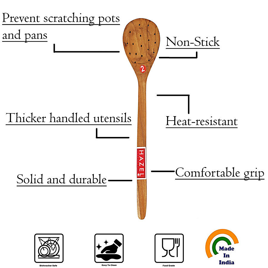 HAZEL Wooden Jhara/Jharni Spoon - Non Stick