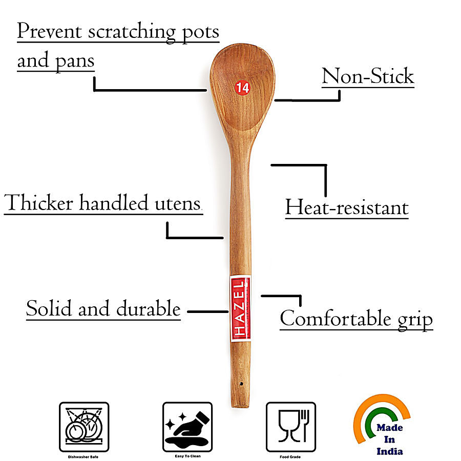 HAZEL Wooden Oval Spatula - Non Stick