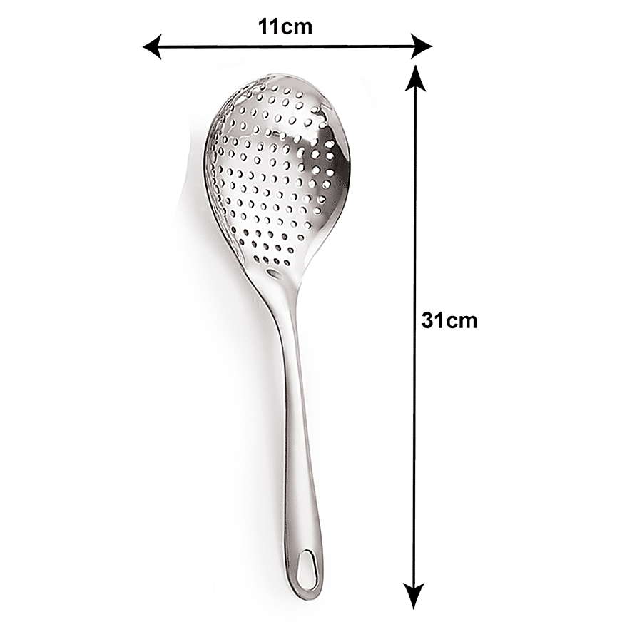 Petals Stainless Steel Cooking & Serving Noodle Skimmer/Jhara/Strainer - 31cm