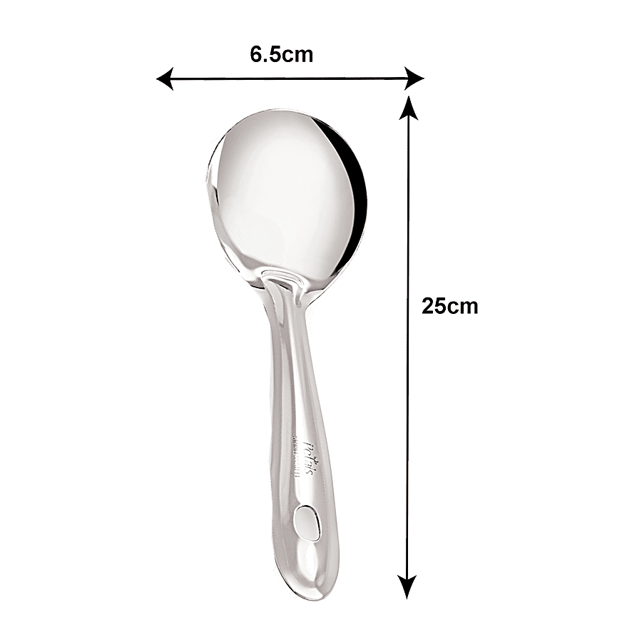 Petals Stainless Steel Cooking/Serving/Spatula - Oval Pan Spoon/Salad/Curry Server