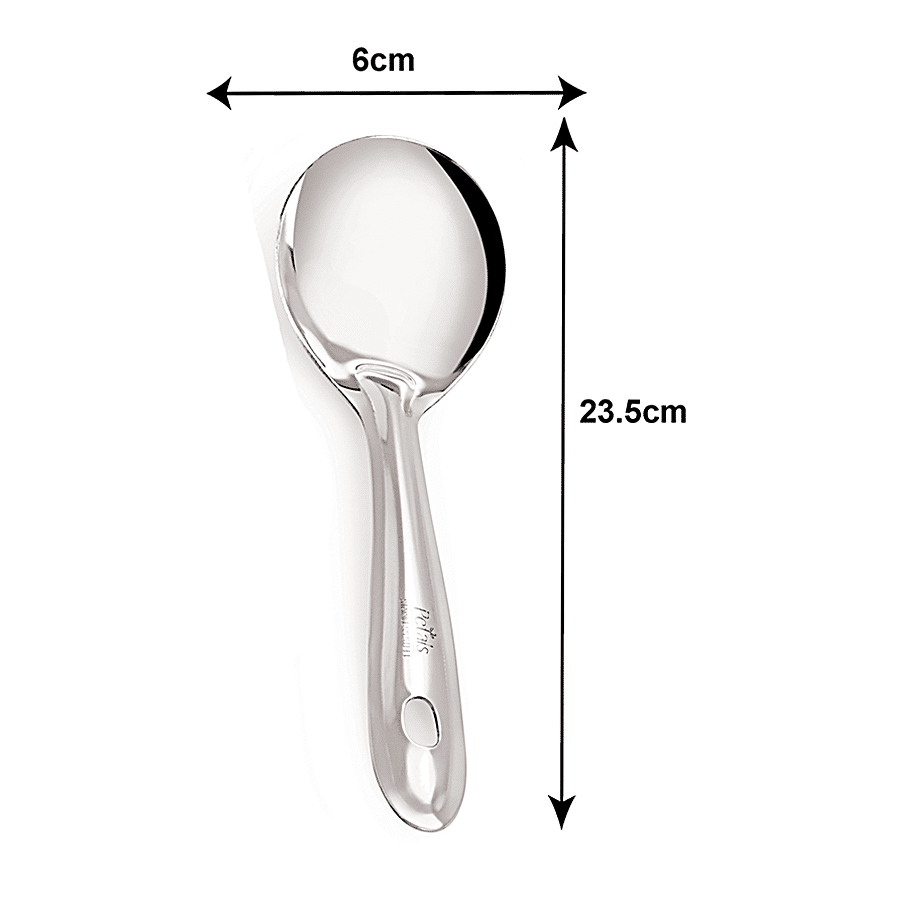 Petals Stainless Steel Cooking/Serving/Spatula - Oval Pan Spoon/Salad/Curry Server