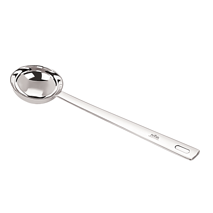 Petals Stainless Steel Cooking/Serving/Spoon - Soup/Dal/Sambar/Curry Heavy Ladle