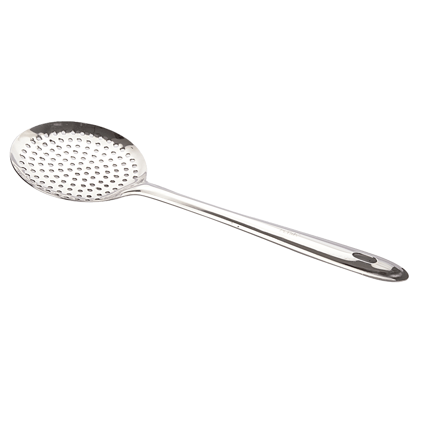 Petals Stainless Steel Cooking/Serving/Spoon/Spatula-Skimmer/Jhara/Strainer/Fryer - 33 Cm