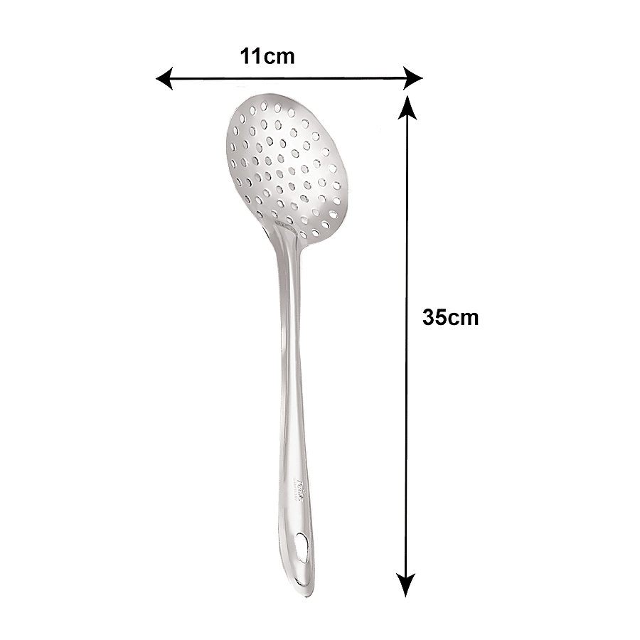 Petals Stainless Steel Cooking/Serving/Spoon/Spatula-Skimmer/Jhara/Strainer/Fryer - 35 Cm