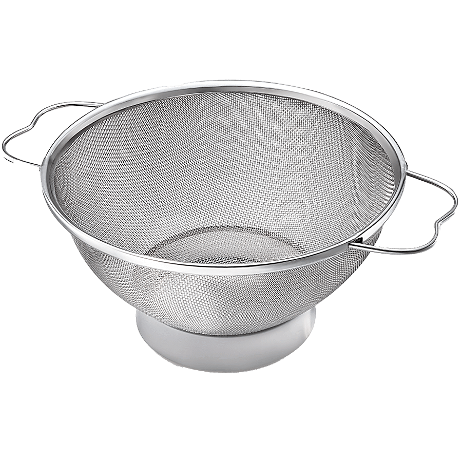 Petals Stainless Steel Fruit Basket/Colander/Rice-Vegetable Strainer Drainer - 26 Cm