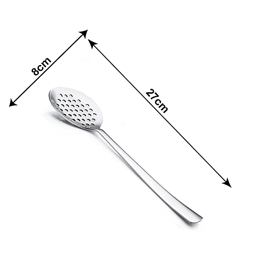 Petals Stainless Steel Heavy Cooking & Serving Skimmer/Jhara/Strainer - 27cm