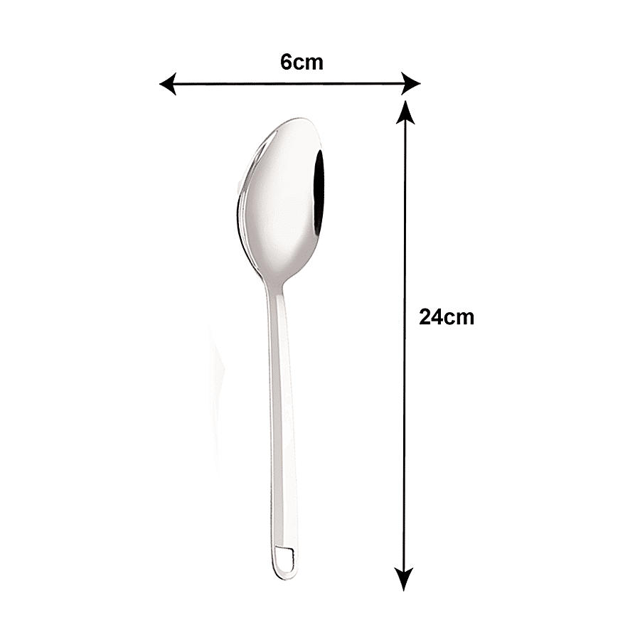 Petals Steel Mini Cooking/Serving/Spatula - Oval Pan Spoon/Salad/Curry Server - 25 Cm