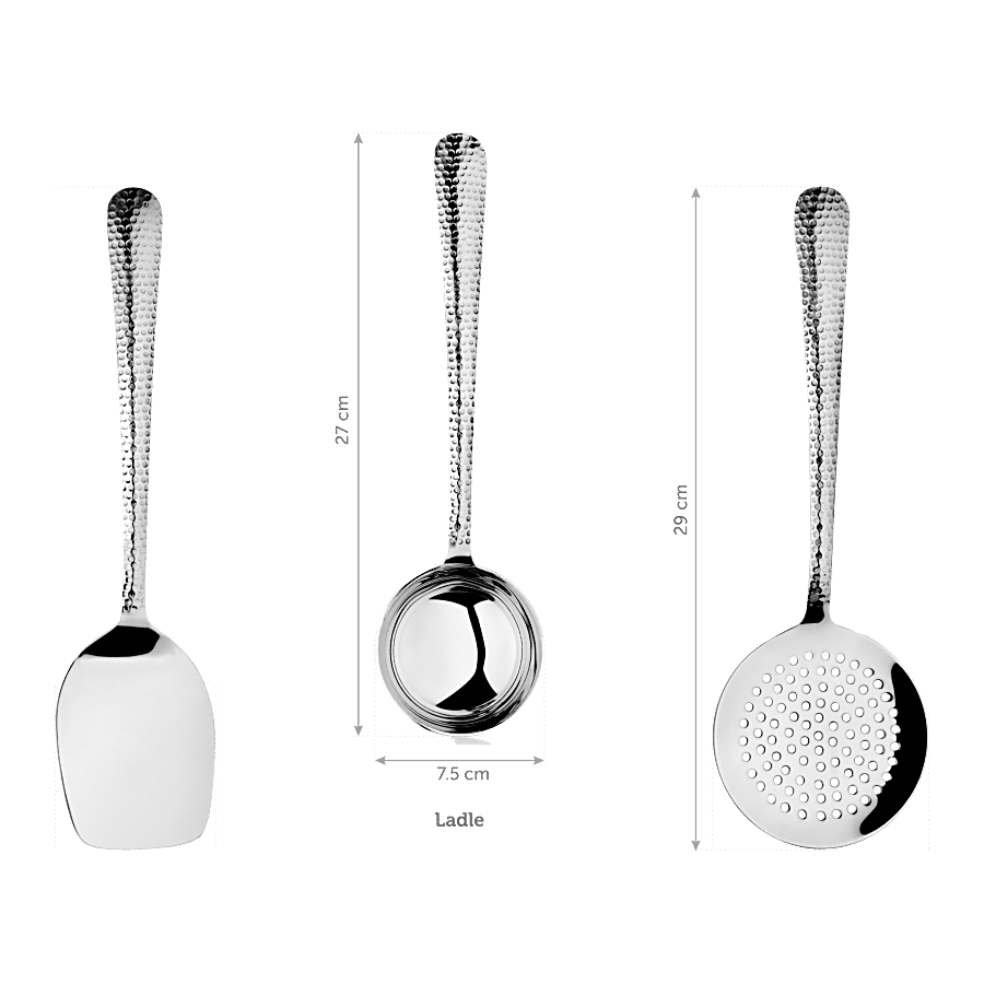 bb home Stainless Steel Kitchen Tools - Turner + Skimmer + Ladle