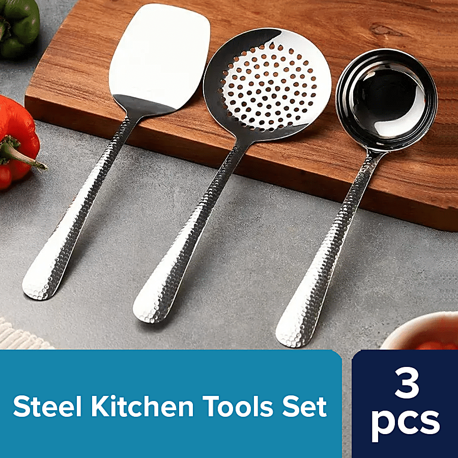 bb home Stainless Steel Kitchen Tools - Turner + Skimmer + Ladle