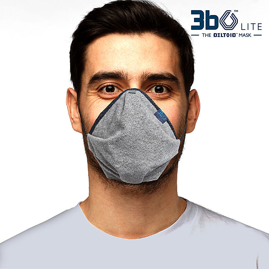 3BO Deltoid Lite Face Mask In Grey Knit Fabric With Binding - 1S1022-XL