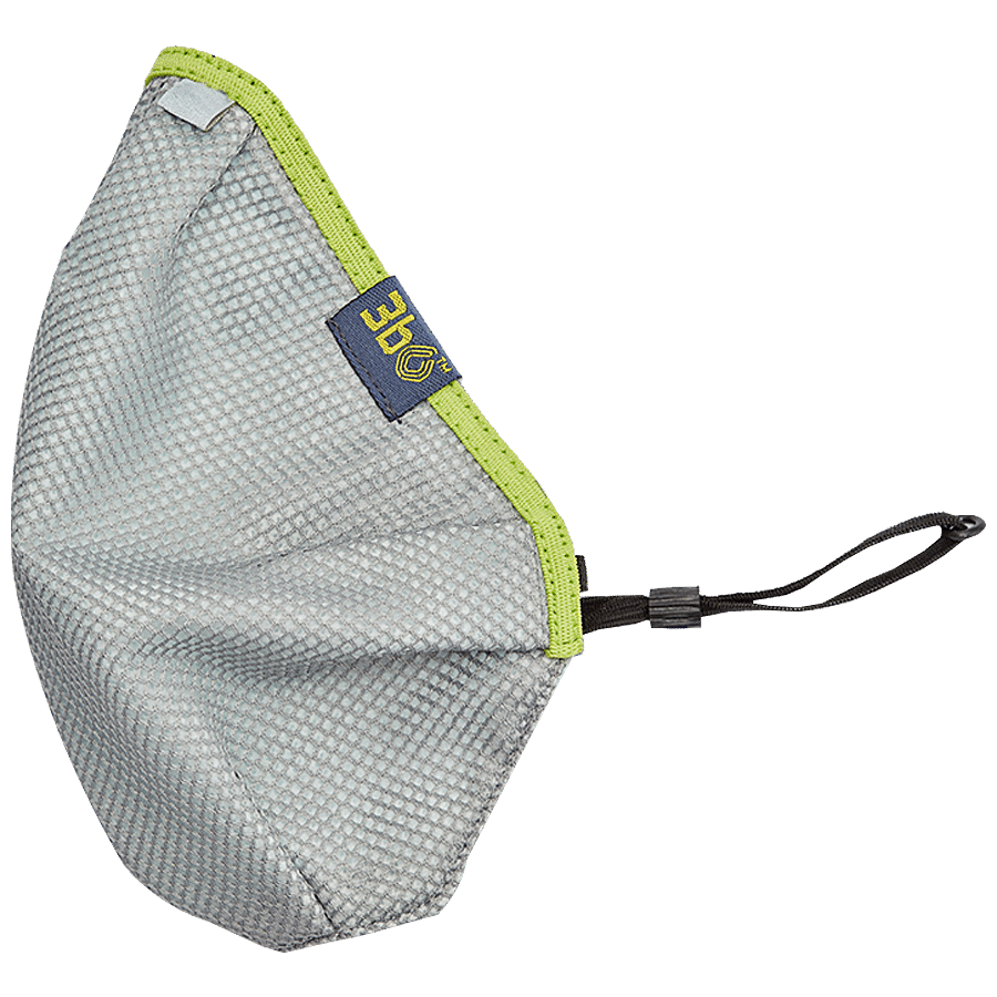 3BO Deltoid Turbo Face Masks In Grey Mesh With Green Binding - 1S1007