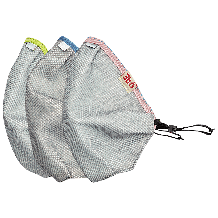 3BO Deltoid Turbo Face Masks In Grey Mesh With Pink