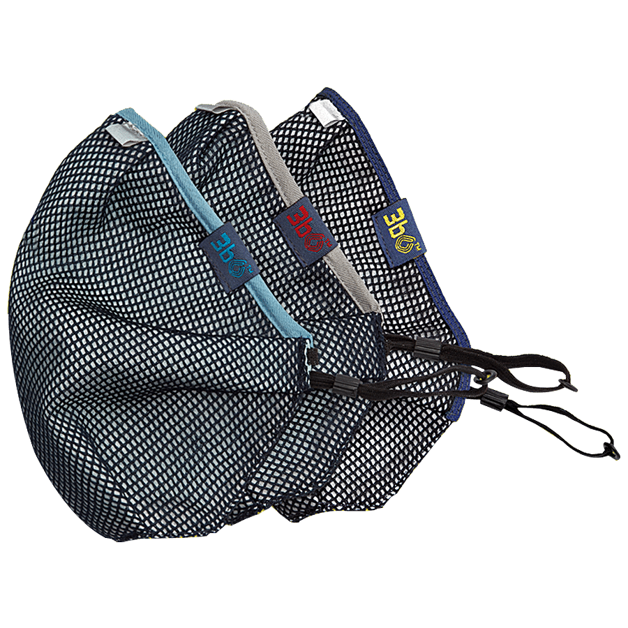 3BO Deltoid Turbo Face Masks In Navy Mesh With Blue