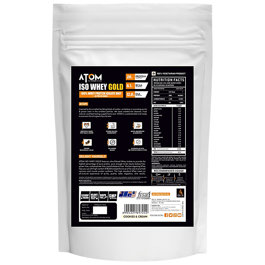 AS-IT-IS Nutrition ATOM ISO Whey Gold - 100% Whey Protein Isolate