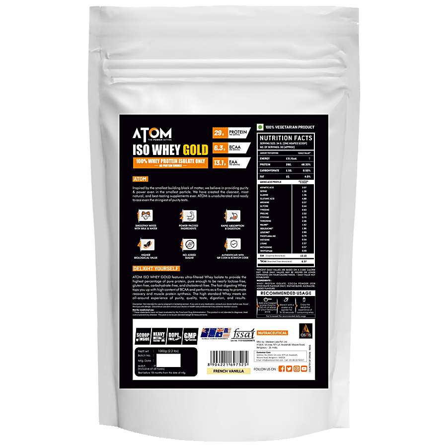 AS-IT-IS Nutrition ATOM ISO Whey Gold - 100% Whey Protein Isolate