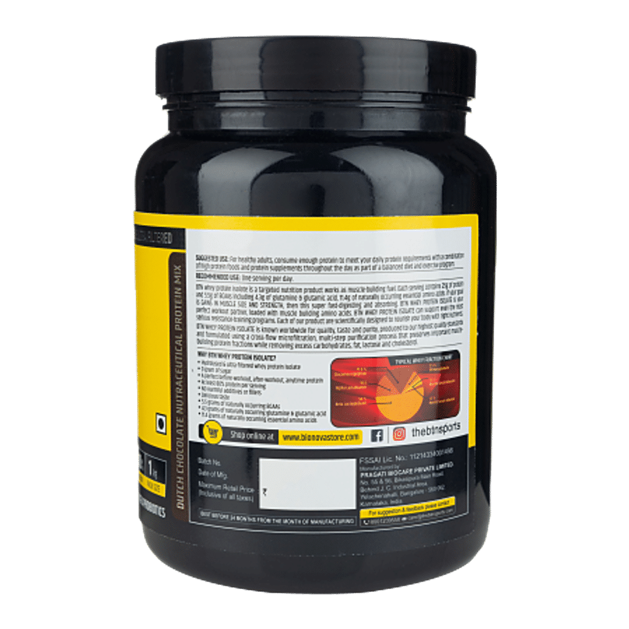 BTN Sports 100% Whey Protein Isolate - Dutch Chocolate