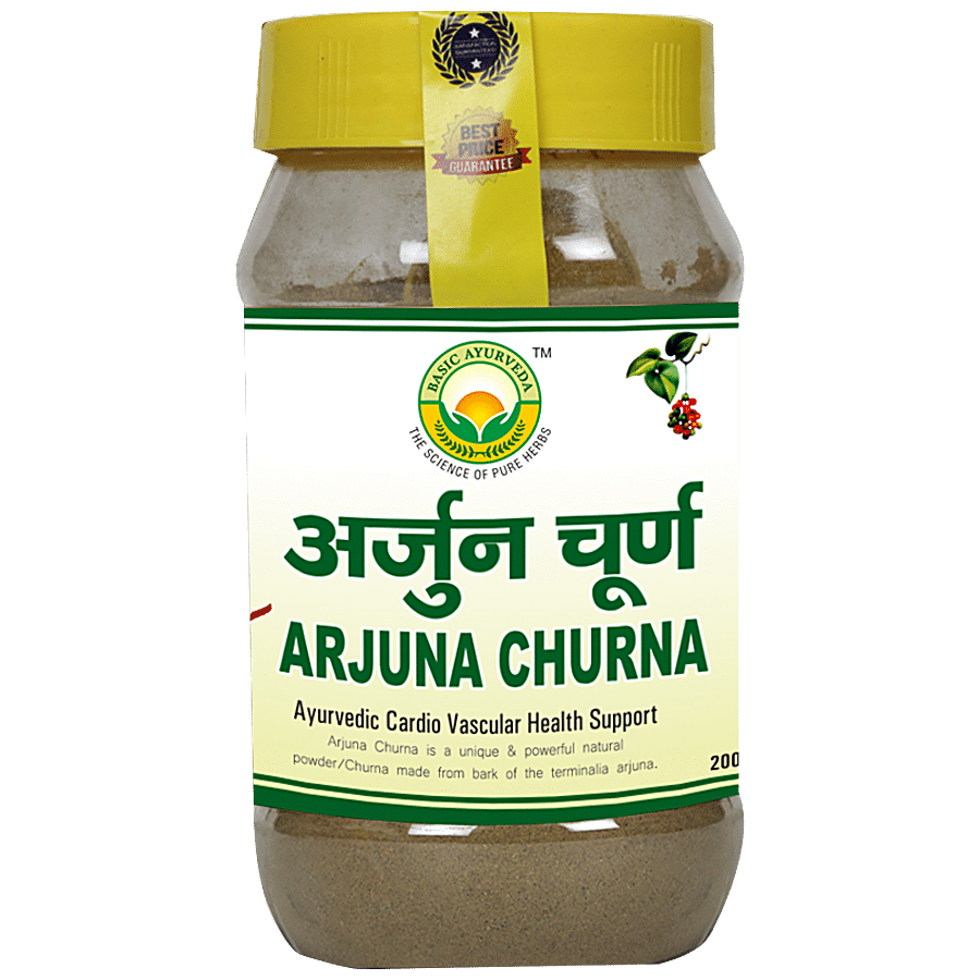 Basic Ayurveda Arjuna Churna -  Support Heart Health | Maintain Blood Pressure Level | Build Up Bone Strengthen | Maintain Cholesterol Level | Relief in Fever.