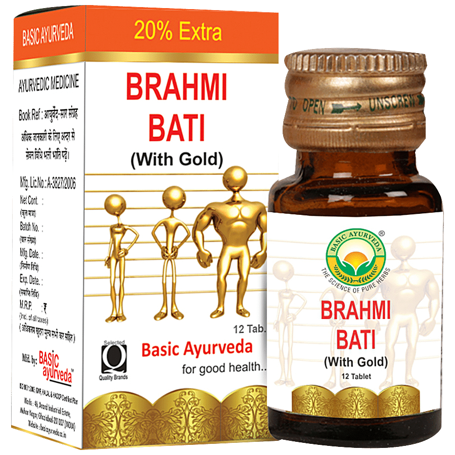 Basic Ayurveda Brahmi Bati Tablets - Improves Mental