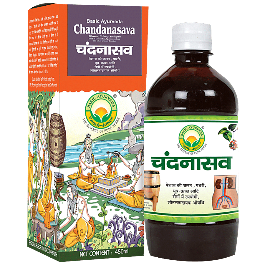 Basic Ayurveda Chandanasava Syrup - Helpful in Urine Related Disease Bleeding Piles