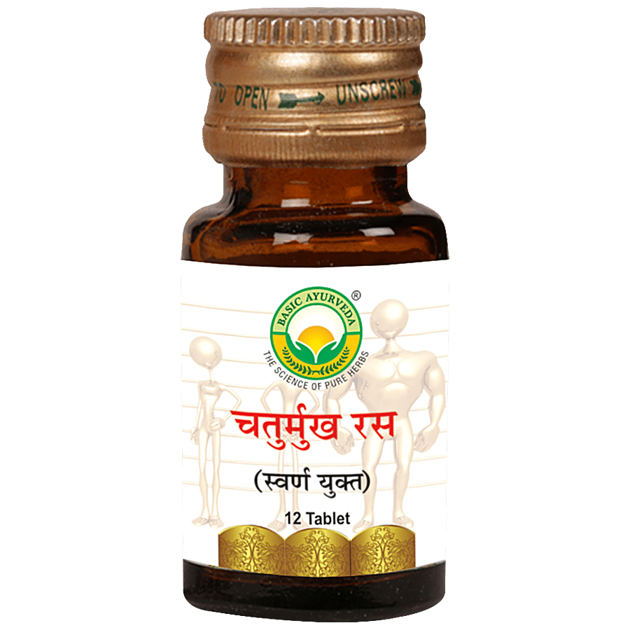 Basic Ayurveda Chaturmukh Ras Tablets - Helpful In Vata Disorder