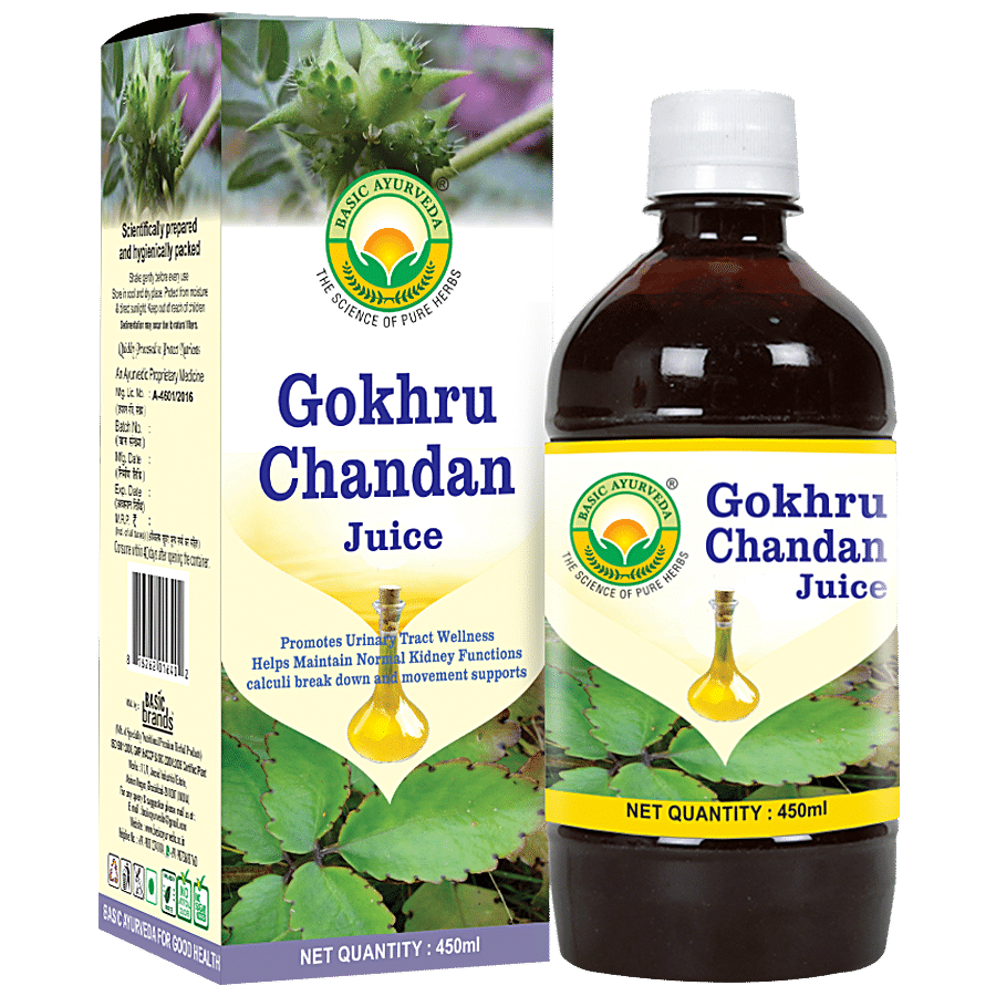 Basic Ayurveda Gokhru Chandan Juice - 100% Organic Herbal