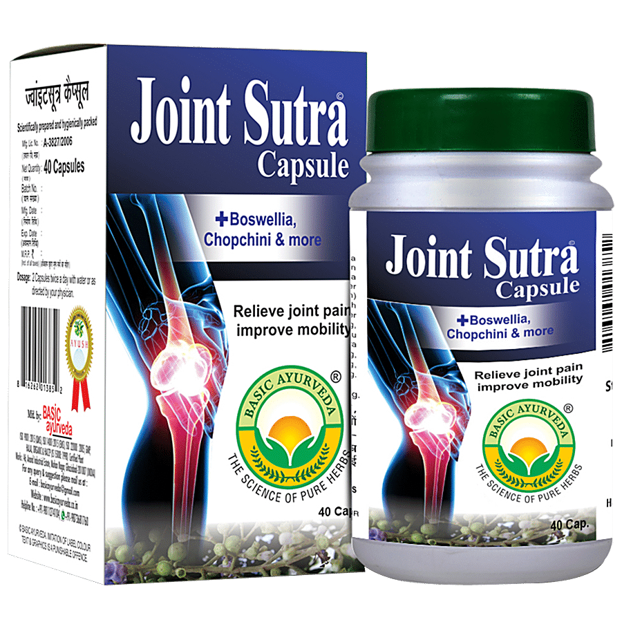 Basic Ayurveda Joint Sutra Capsules - For Bones & Joints Health & Pain Relief