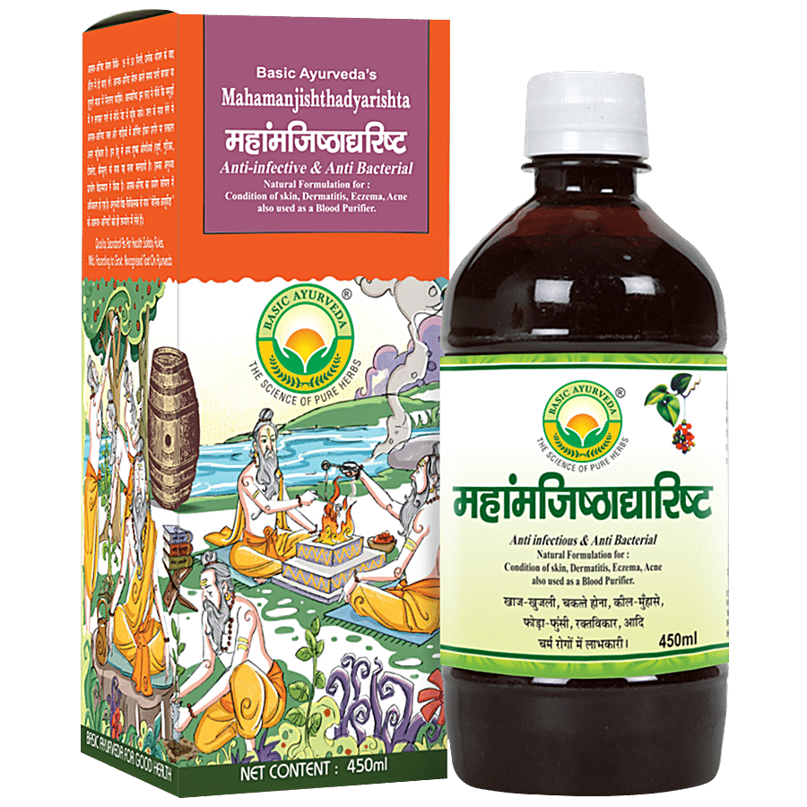 Basic Ayurveda Mahamanjishthadyarishta Syrup -  Natural Blood Purifier & Antibacterial.For Clear Skin