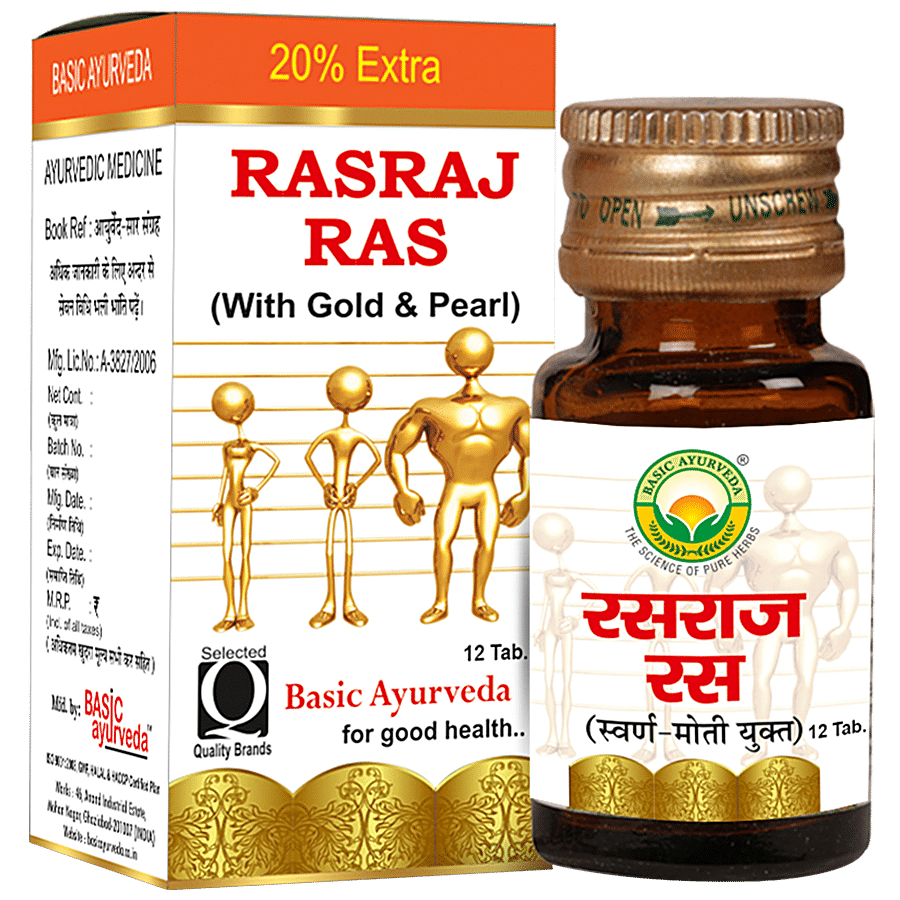 Basic Ayurveda Ras Raj Ras 12 Tablets - Beneficial In Paralysis & Neuro Disorders