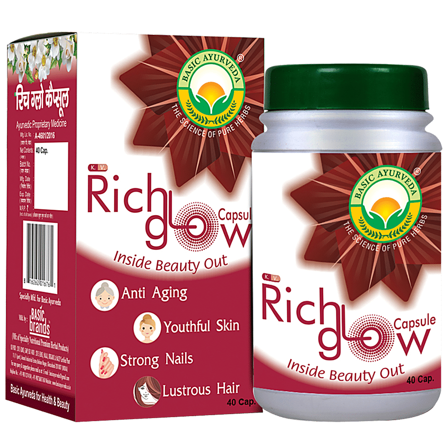 Basic Ayurveda Rich Glow Capsules - For Acne & Pimples