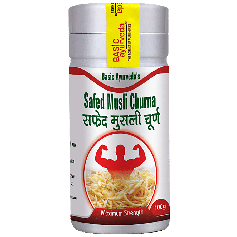 Basic Ayurveda Safed Musli Churna - Effectively Reduces Blood Sugar Levels & Fights Oxidative Stress