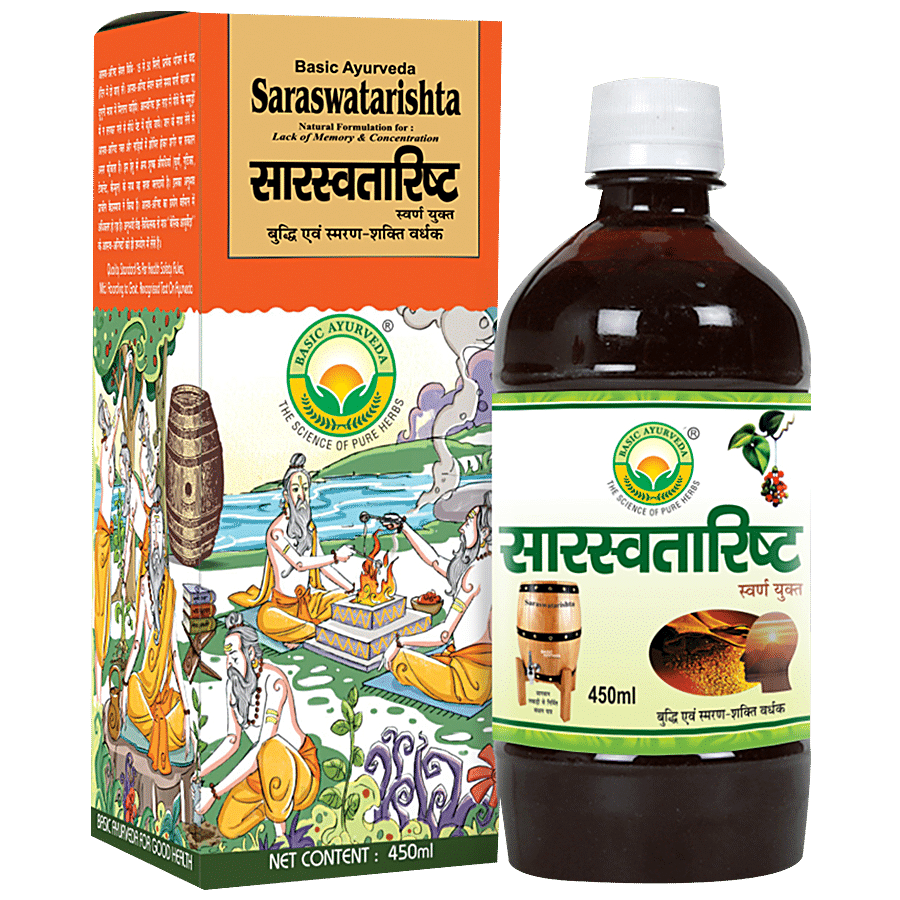 Basic Ayurveda Saraswatarishta Syrup - Improve Concentration & Physical Weakness