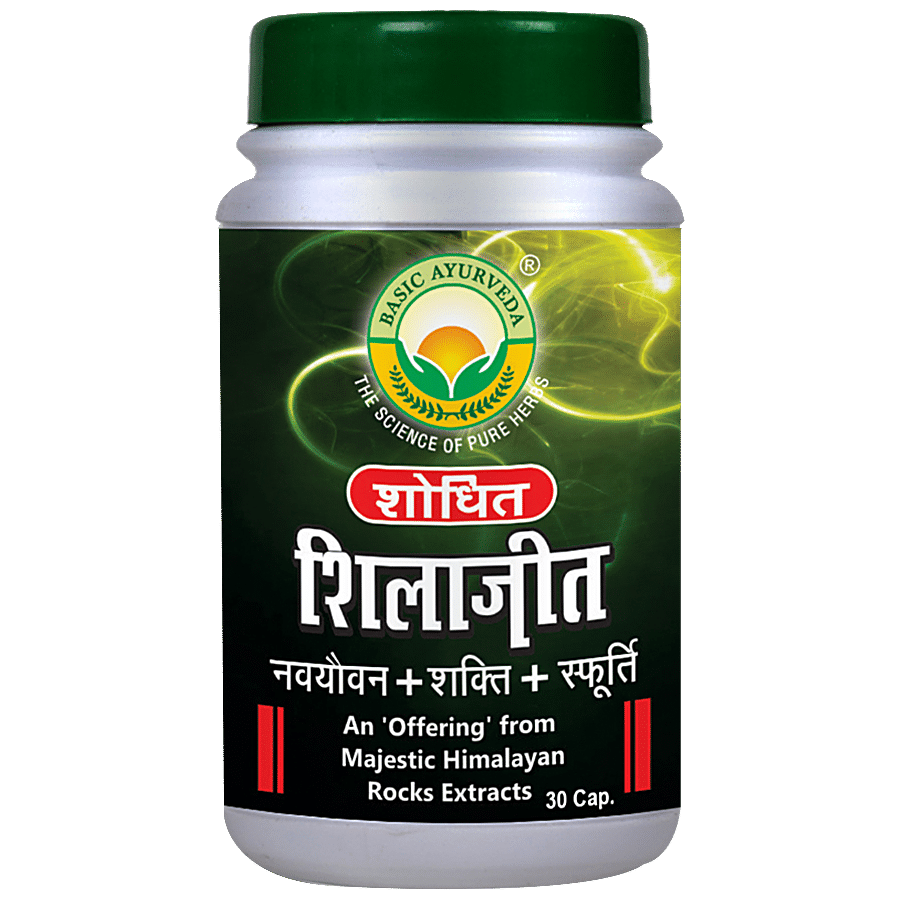 Basic Ayurveda Shodhita Shilajit Capsules - Boosts Energy